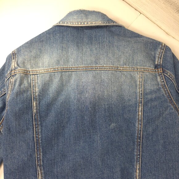 VINTAGE Y2K HOLLISTER BLUE DENIM JACKET WOMENS SIZE MEDIUM POCKETS FLORAL LINING - Picture 8 of 16